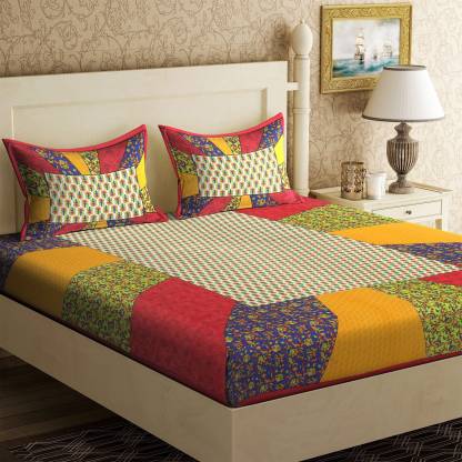 Rajasthani Cotton Double bed Bedsheet with Two Pillow Cover