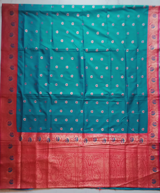 Silk with Flower Border Meenakari