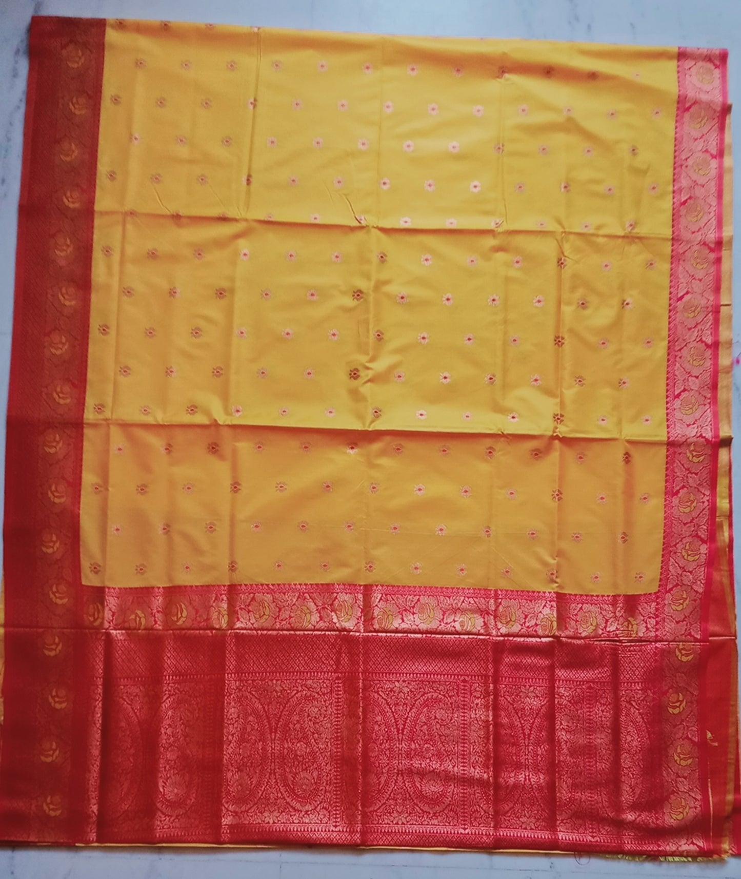 Silk with Flower Border Meenakari