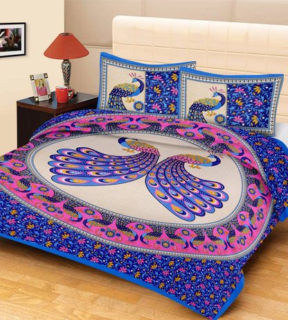 Rajasthani Cotton Double bed Bedsheet with Two Pillow Cover