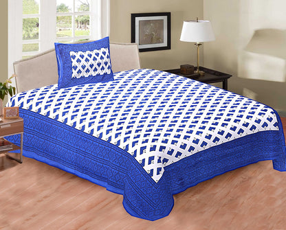 Rajasthani Cotton Single Bed Bedsheet with One Pillow Cover