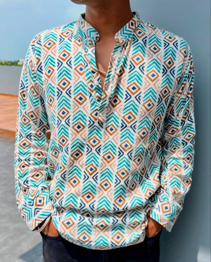 Cotton Printed Full Sleeve Shirt (Kurta Type)