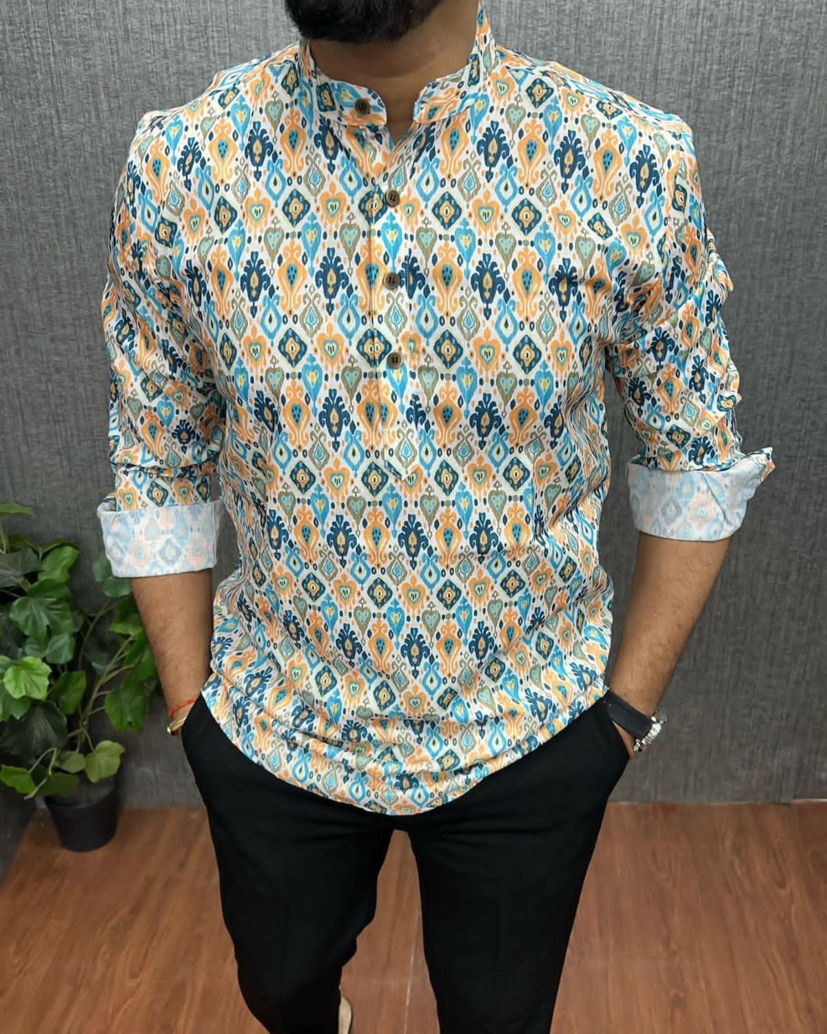 Cotton Printed Full Sleeve Shirt (Kurta Type)