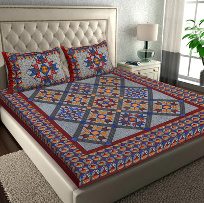 Rajasthani Cotton Double bed Bedsheet with Two Pillow Cover