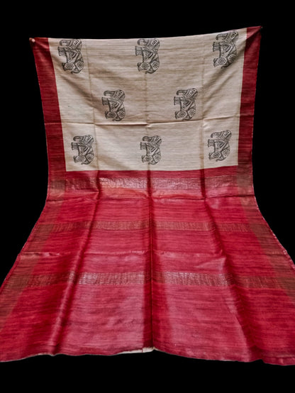 Pure Ghicha Tussar Print with Silk Mark