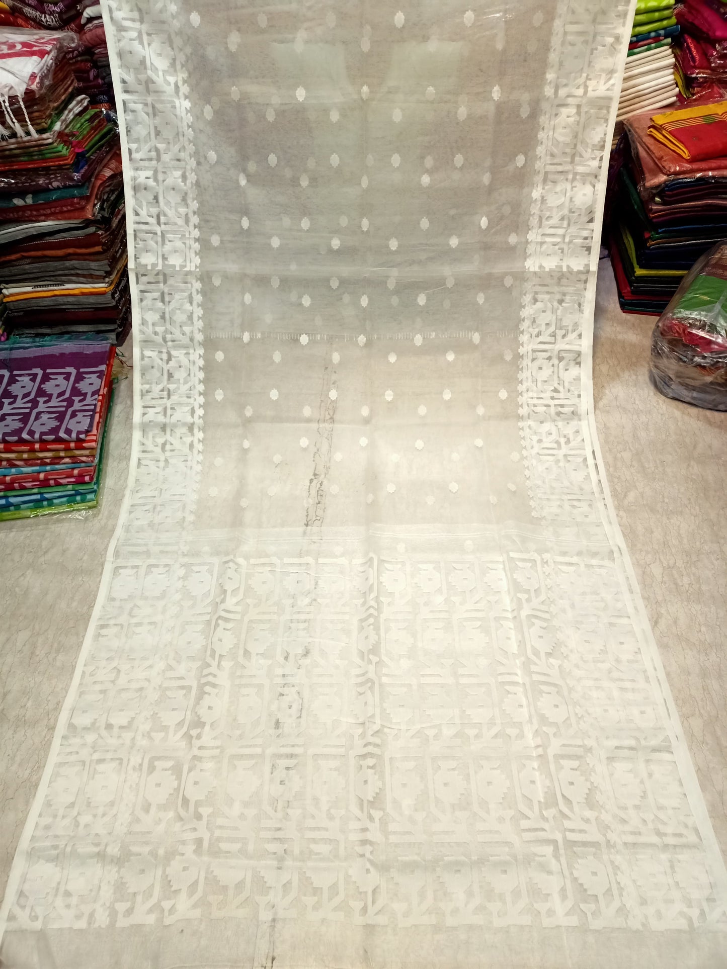 Maslin Jamdani Saree with Blouse