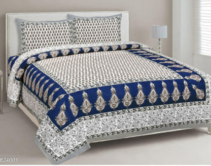 Rajasthani Cotton Double bed Bedsheet with Two Pillow Cover