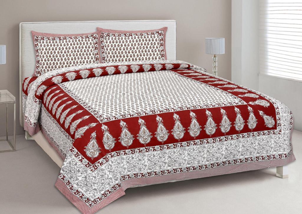 Rajasthani Cotton Double bed Bedsheet with Two Pillow Cover