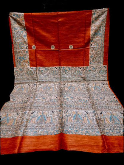 Pure Ghicha Tussar Print with Silk Mark