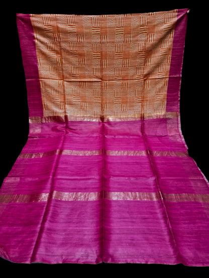 Pure Ghicha Tussar Print with Silk Mark