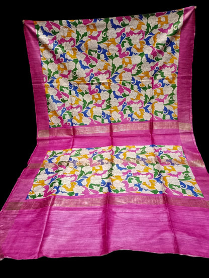 Pure Ghicha Tussar Print with Silk Mark