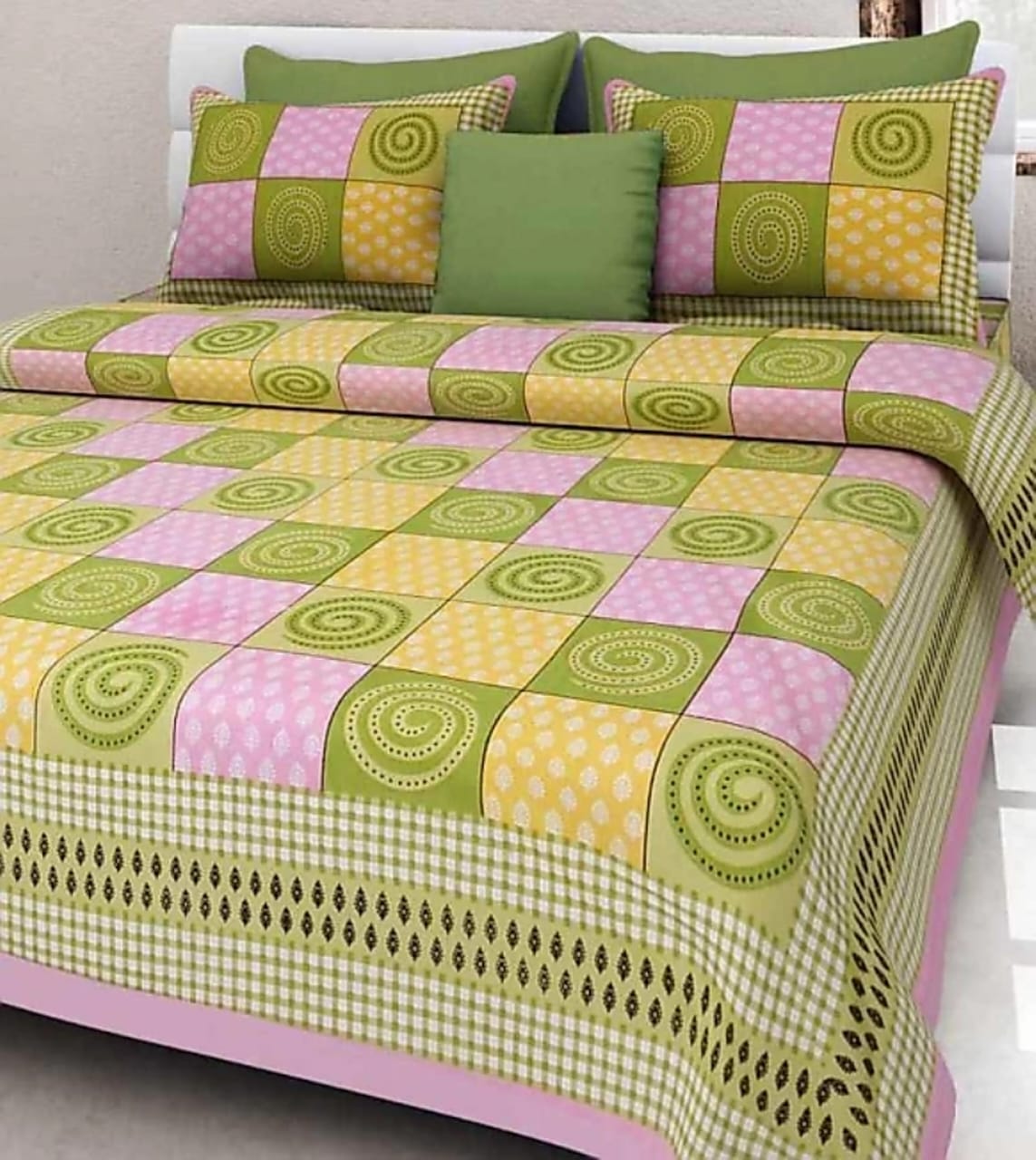 Rajasthani Cotton Double bed Bedsheet with Two Pillow Cover