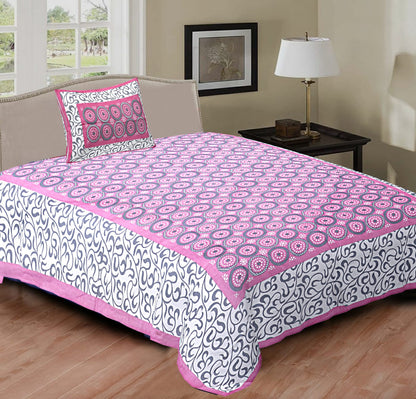 Rajasthani Cotton Single Bed Bedsheet with One Pillow Cover