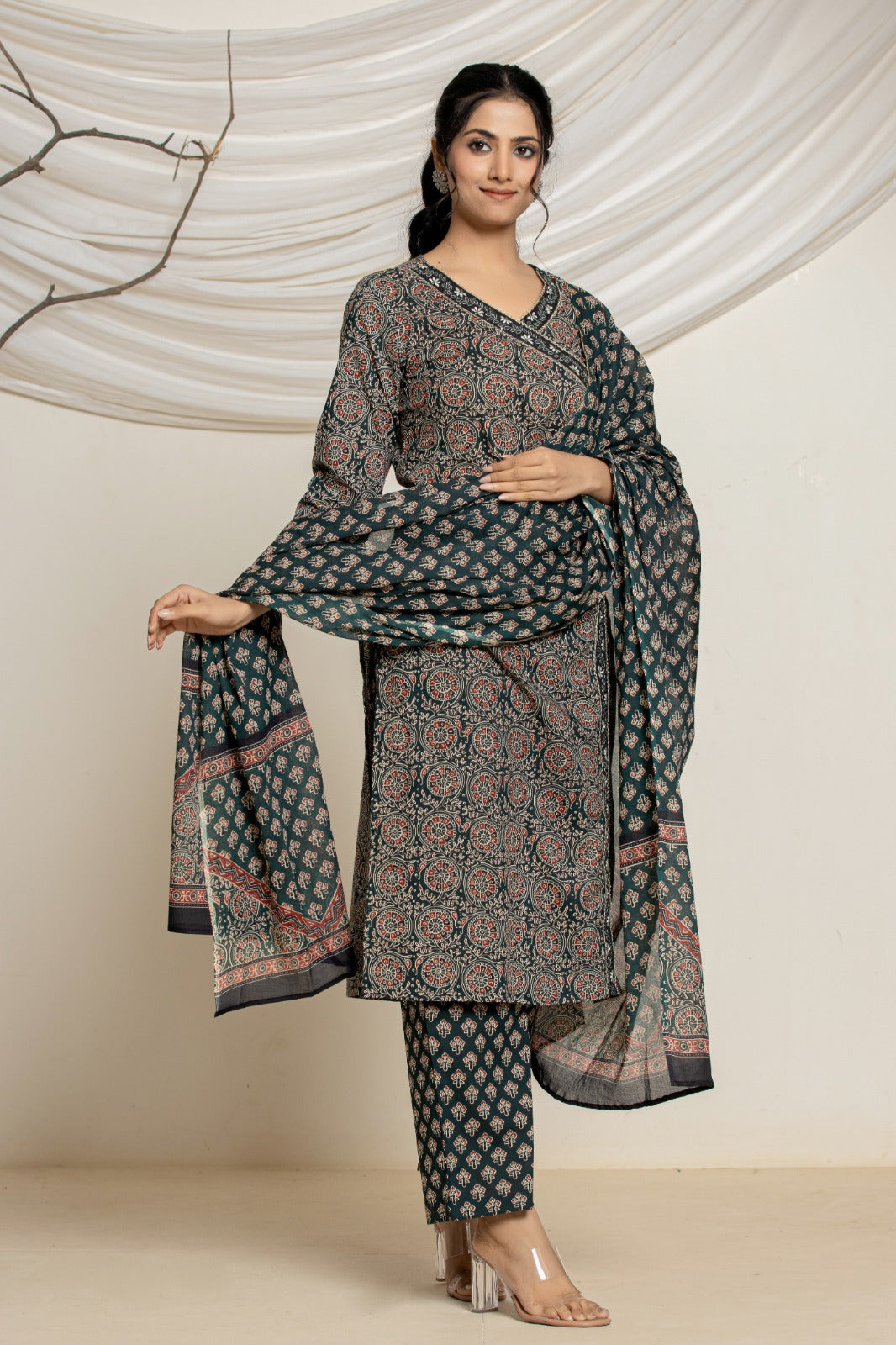 Azrakh Print Cotton Suit (3 Pcs)