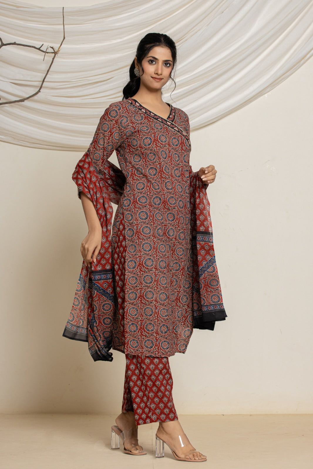 Azrakh Print Cotton Suit (3 Pcs)