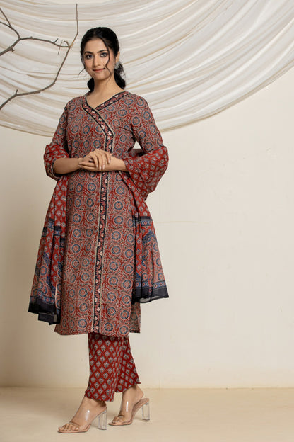 Azrakh Print Cotton Suit (3 Pcs)