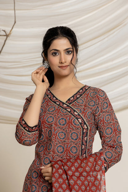 Azrakh Print Cotton Suit (3 Pcs)