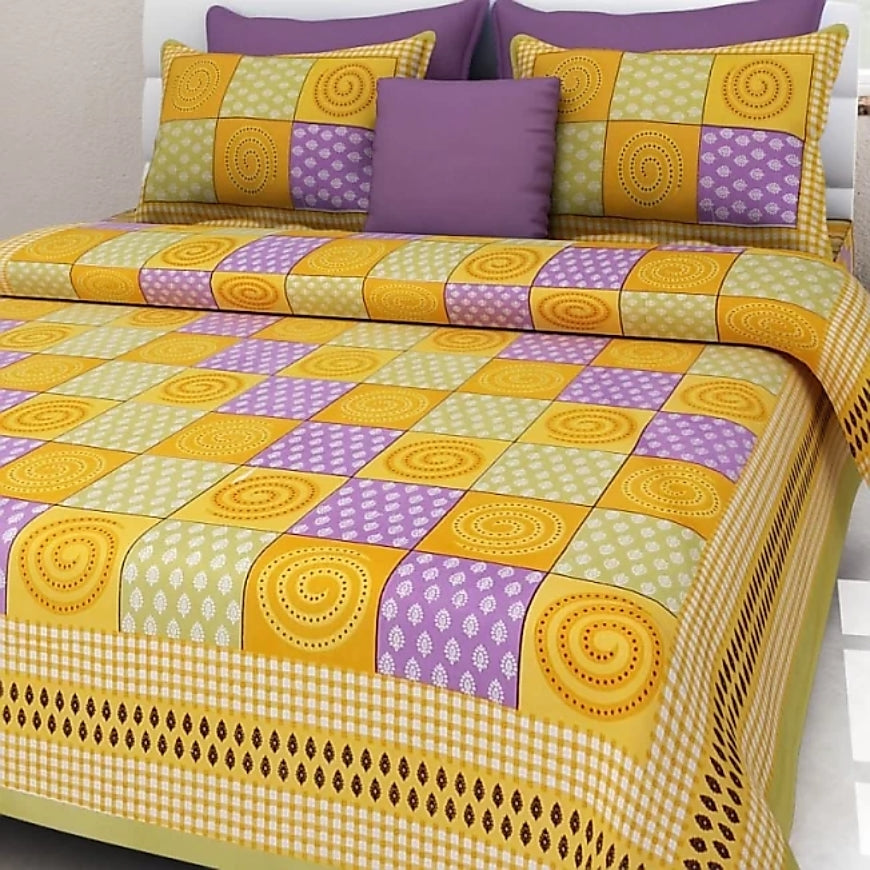 Rajasthani Cotton Double bed Bedsheet with Two Pillow Cover