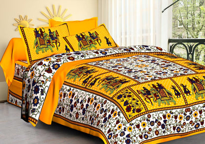 Rajasthani Cotton Double bed Bedsheet with Two Pillow Cover